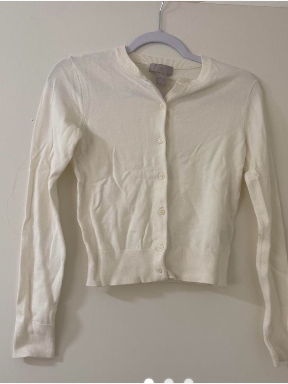 H&M Cream Lightweight Button-Front Top